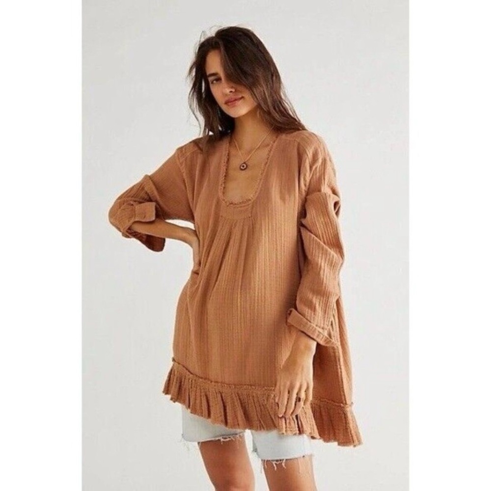 Free People x Revolve Bring It On Tunic/Dress Sz S Oversized Boho Cotton Gauzy